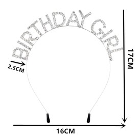 Birthday Headband for Girls,Birthday Tiara Princess Rhinestone Birthday Headband for Women(Silver)