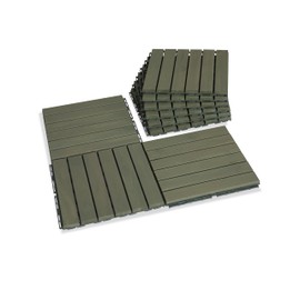 VICTORY RELAX Acacia Wood Flooring Interlocking Deck Tiles for Patio Decor 9 Pcs 6 Slats VR Muted Green - Waterproof Indoor & Outdoor Decor - Balcony Garden Decking Tile (12.24 * 12.24 * 0.75 inches)