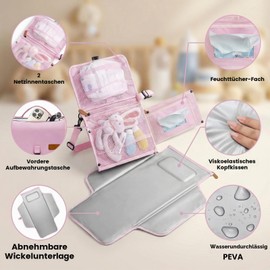 UBRAVOO Portable Nappies Change to Changing Bags and Wet Bags, Intelligent Design Portable Changing Cloths, Travel Catwalk for Babies and Boys Girls (Pink)