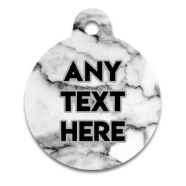 Spoilt Rotten Pets 25mm Grey Carara Marble Roman Luna Marble Design Dog Cat Identity Disc, Pet Identity Cat Kitten Dog Puppy ID Tag, Custom Printed Contact Details Terriers, Shih-tzu & Smaller Dogs