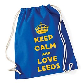 Hippowarehouse Keep Calm and Love Leeds Drawstring Cotton School Gym Bag 37cm x 46cm, 12 litres