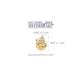 Silvershake Petite White Cubic Zirconia 14K Yellow Gold Plated 925 Sterling Silver Minimalist Chic Cat Pet Stud Post Earrings April Gemstone Birthstone Jewelry for Women, Sterling Silver 14K Gold