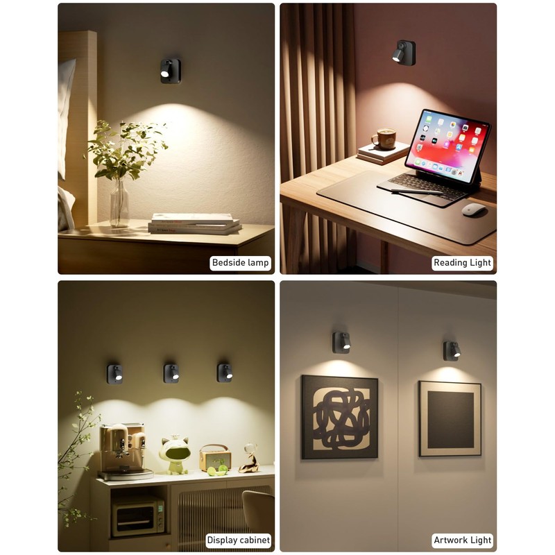 Diomart Rechargeable Mini Spotlights Indoor with Remote, 2 Pack