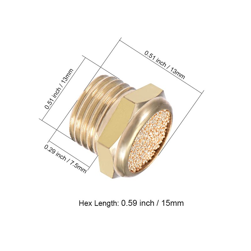 sourcing map 8 pieces 1/4 PT sintered bronze exhaust silencer