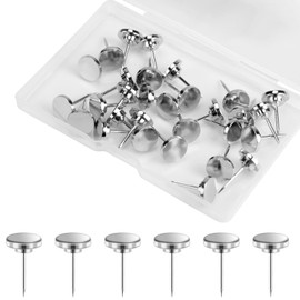 30pcs Push Pins, Metal Thumb Tacks for Picture Photo Hanging Flat Thumbtacks Small Wall Tacks Decorative Wall Pins for Cork Board Bulletin Maps Posters Home Office Display (Silver)