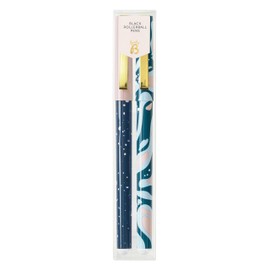 Busy B Two-Pack Rollerball Pens - Colourful Marble Design Perfect for Students, Teachers, Work & More with Set of Two, Black Ink, Rollerball Feature & Lid