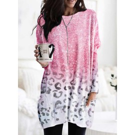 Dokotoo Womens Fall Dresses Long Sleeve Tunic Tops for Women Loose Fit Dressy Tie Dye Casual Oversized Winter Clothes Sweatshirt Dress Pink Dresses for Women XXL