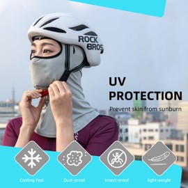 ROCKBROS Summer Balaclava Face Mask Cooling Neck Gaiter Breathable Face Covering Motorcycle Cycling for Men Women Light Grey