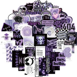 Lydosoco Cool Black Purple Stickers Pack 60Pcs Trendy Aesthetic Stickers for Teens Adults Vinyl Stickers for Water Bottle Laptop Guitar (Black Purple)