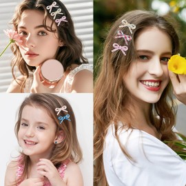 PLwelth 5Pcs Bow Hair Clips for Women Girls Small Cute Bowknot Barrettes Kawaii Wave Point Bow Hair Clips for Thick Thin Hair Non Slip Hair Accessories Colorful Hairpins for Party Daily Decor