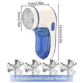 DALAETUS 5 Pcs Powerful Lint remover Set, 1 Bobble Remover with 4 Spare Blades, Multi-Use Fabric Shaver, Lint Rollers for Clothes Carpet (Blue)