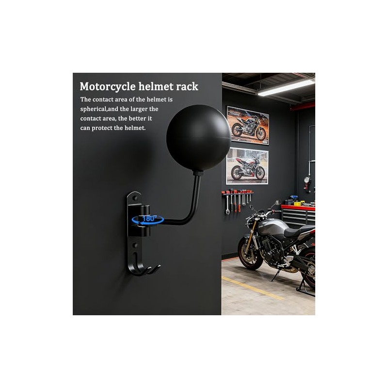 Motorcycle Helmet Mount, Helmet Mount, Helmet Stand - Wall Mounted