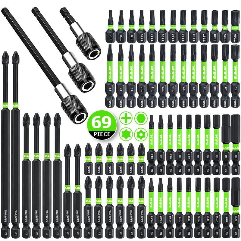 Magnetic Impact Rated Nut Driver with Screw Drill Bit Set,