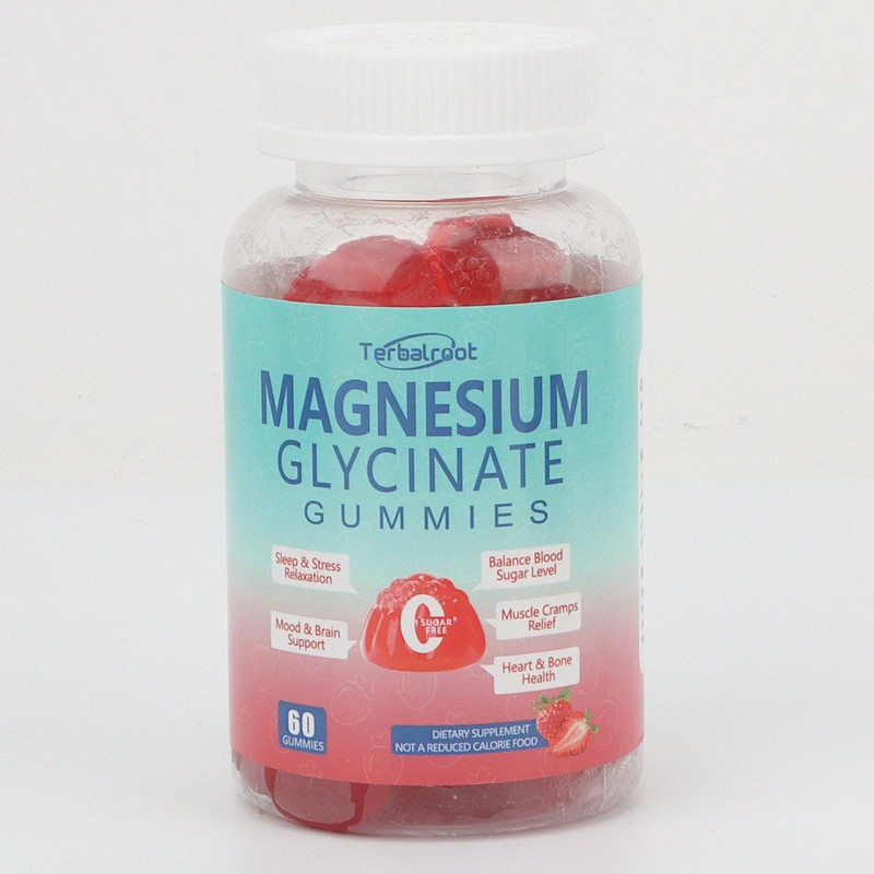 Natural Magnesium Glycinate Gummies 400mg, Sugar Free Magnesium Gummies for