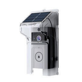 Swokely Doorbell Rain Cover with Solar Panel Transparent Plastic Doorbell Protector Shield Video Doorbells Weatherproof Cover Easy Installation for All Doorbell Chime Models