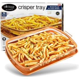 Gotham Steel Large Air Fryer Basket for Oven, 2 Pc Oven Air Fryer Basket and Tray Pan Great for Baking & Crispy Foods, Dishwasher Safe – XXL 16.5” x 12.5”