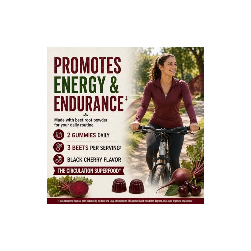 Country Farms Bountiful Beets Gummies, Circulation Superfood, Promotes Energy and
