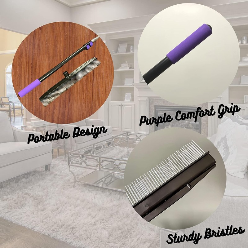 Room Groom Carpet Rake Set (Original and PET) Telescoping 54"