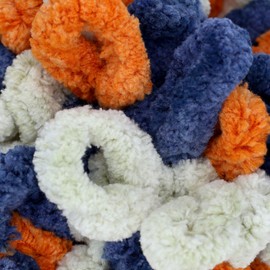 JubileeYarn Fun Finger Loops Yarn - Jumbo Polyester - Team Spirit Colors - 100g/Skein - Orange Navy Tan - 4 Skeins