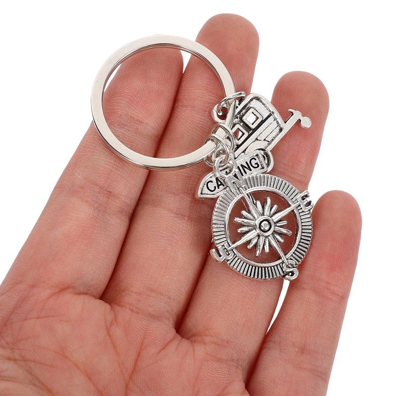 TOYANDONA Pack of 2 Camping Keychain Compass Keychain Camping Key