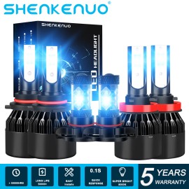 SHENKENUO For 2007-2014 Chevy Suburban Tahoe -6x Blue 8000k LED Headlight Fog Light Bulbs
