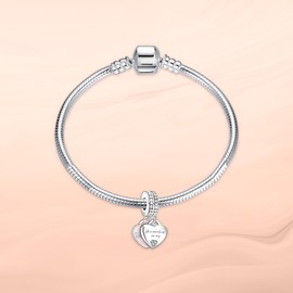 Annmors 925 Sterling Silver Charms for Bracelets and Necklaces Mother & Daughter Dangle Pendants Love Charms Jewelry Gift for Women