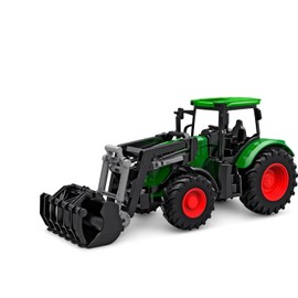 Kids GLOBE Tractor Freewheel with Front Loader 27 cm (Bull Dog for Children from 3 Years, Green, Agricultural Toy Vehicle, Tug) 540472, White