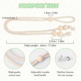 OOTSR 6 Stück Vorhang Raffhalter, 44cm Gardinenhalter mit Taste, Boho Gardinen Raffhalter für Vorhänge, Curtain Rope Buckle Handgestrickte für Haus Büro Wohnzimmer Schlafzimmer Deko