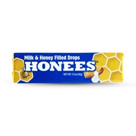 Honees Honey Filled Cough Drops, Milk & Honey- Natural Cough Drops- Sore Throat Relief - Nothing Artificial -Throat Lozenges, Natural Cough Suppressant- Non-GMO (1 Pack, 9 Drops)