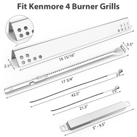 Utheer Grill Replacement Kit for Charbroil Performance 5 Burner 463347519 463347518 463275717 463243518, 475 4 Burner 463347017, 463673017, 463376018P2 Liquid Propane, Grill Burner Tubes, Heat Plates