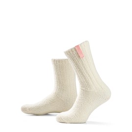 LK Trend & Style SOXS White Wool Sleeping Socks Women's Socks Sleep Well Pink Label Bed Socks Calf Socks, White