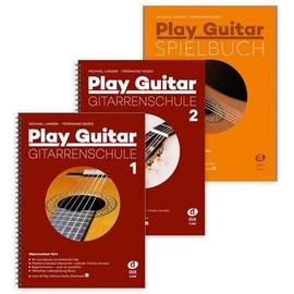 Starter-Bundle: 'Play Guitar' Band 1 + Band 2 + Spielbuch 1 + Mikrofaser-Reinigungstuch + 2 Plektren für Gitarre