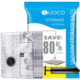 Space Saver Bags (6 Jumbo) Vacuum Storage Sealer Bags for Blankets Clothes Pillows Comforters with Hand Pump - 6 Jumbo