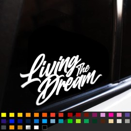 Living The Dream Sticker, Vinyl Decal Car Sticker, JDM Car Window Sticker, Car Bumper Sticker, Vanlife, Funny Motorhome Sticker, Funny Caravan Sticker, Campervan Sticker, 200mm