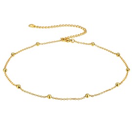 ChainsHouse Necklace Women's Choker Stainless Steel Ball Chain Metal Allergy Friendly Accessory, Stainless Steel