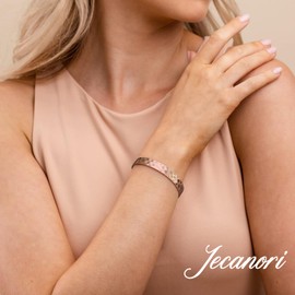 Jecanori 2Pcs Magnetic Copper Bracelets for Women,Magnetic Bracelets 100% Copper Cuff Bangle with 3500 Gauss Magnet Mother's DayJewelry Gifts, Copper