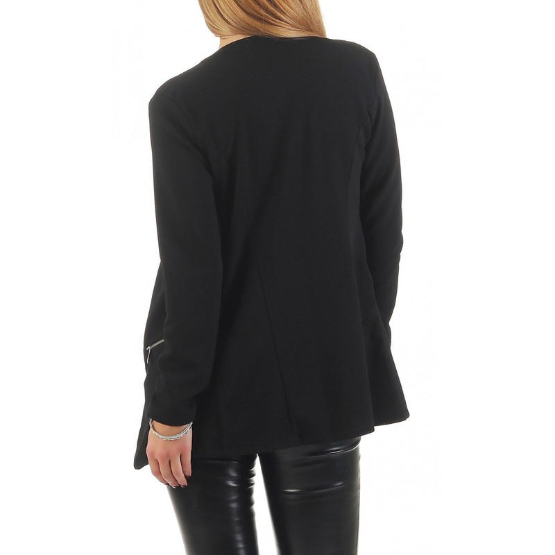 501 Women's Long Blazer (A-15) - black Plain, size: m