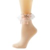 Gellwhu Lace Ruffle Frilly Ankle Socks for Women With Bow