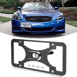 Front Bumper Tow Hook License Plate Mount Bracket Compatible with Infiniti G37 2007-2015, No Drill Plate Holder, Front License Plate Bracket
