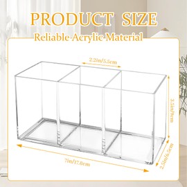 Daxilonyz Acrylic Cutlery Organizer, 3-Sectio Clear Plastic Utensil Storage Caddy for Kitchen Countertop, Holds Forks, Knives & Spoons (1 Pcs, 7.1 x 2.6 x 3.5 in)