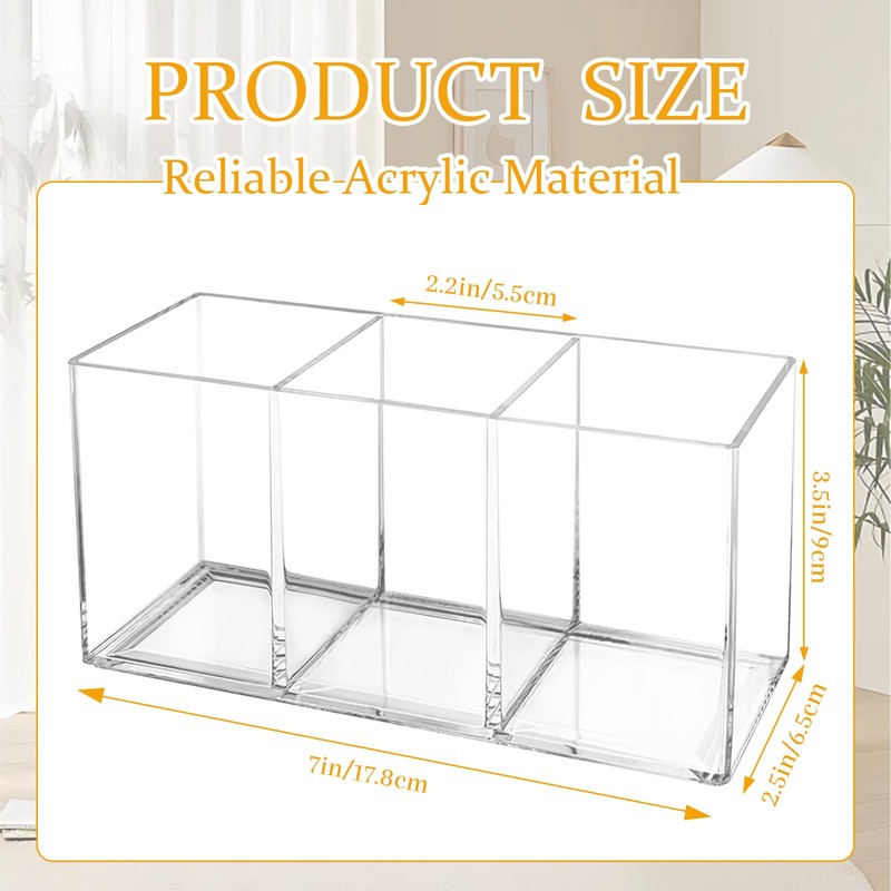 Daxilonyz Acrylic Cutlery Organizer, 3-Sectio Clear Plastic Utensil Storage Caddy