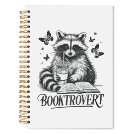 Welshower Booktrovert Raccoon Spiral Notebook Journal, Reading Journal for Books Lovers, Trendy Raccoon Bookish Notebook, Book Readers Bookworm Librarian Gifts, 5.5x8.3 Inch
