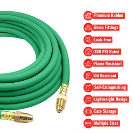 STARTECHWELD 50 FT Argon Gas Hose, Inert Gas Welding Hoses for MIG/TIG Welding Regulator，Argon/CO2 Flowmeter Regulator Hose, 5/8" UNF-18RH, NPT Fittings, (50 Feet) AH-50-G