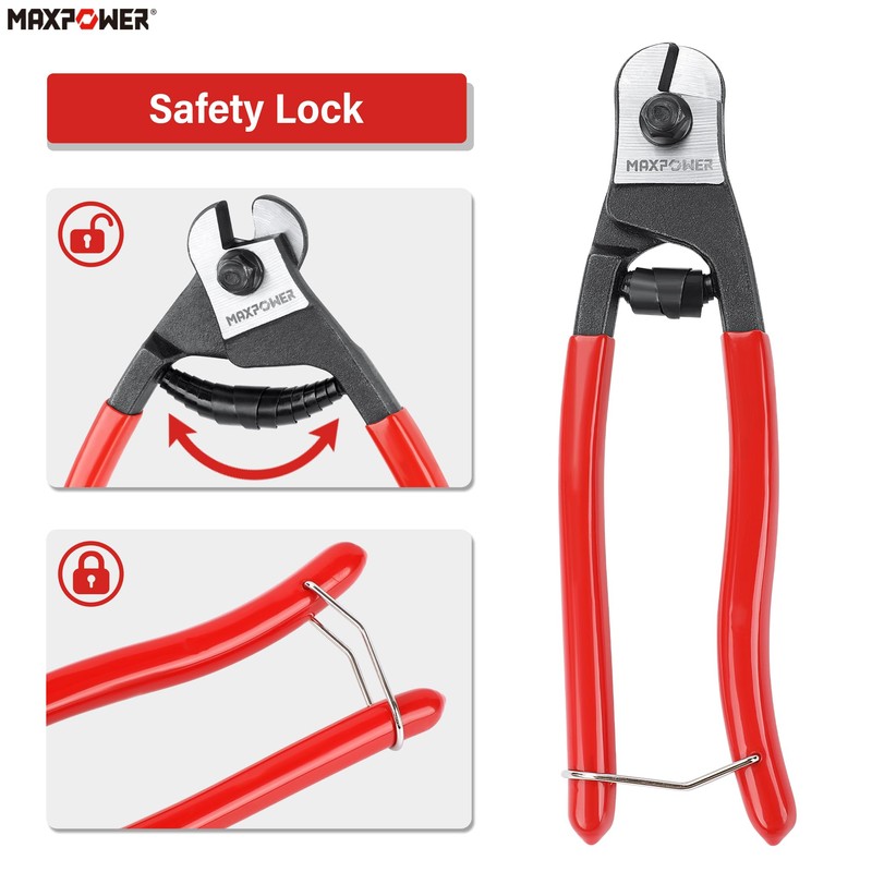 MAXPOWER Wire Cutter, 8-Inch Wire Rope Cutters for Steel Wire,