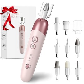 Vexloria Electric Nail File, Cordless Nail Drill, Pedicure Sets for Feet with 8 Drill Bits, 5 Modes Adjustable Nail Drill, Electric Nail File for Gel/Acrylic Nails and Hard Cuticles (Pink)