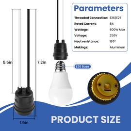 DALQUIS 10 Pcs Black E27 Waterproof Lamp Socket Pigtail Holder with 10cm Wires, 250V 660W Fully Sealed Rainproof Base for LED Lamps, Indoor/Outdoor Use