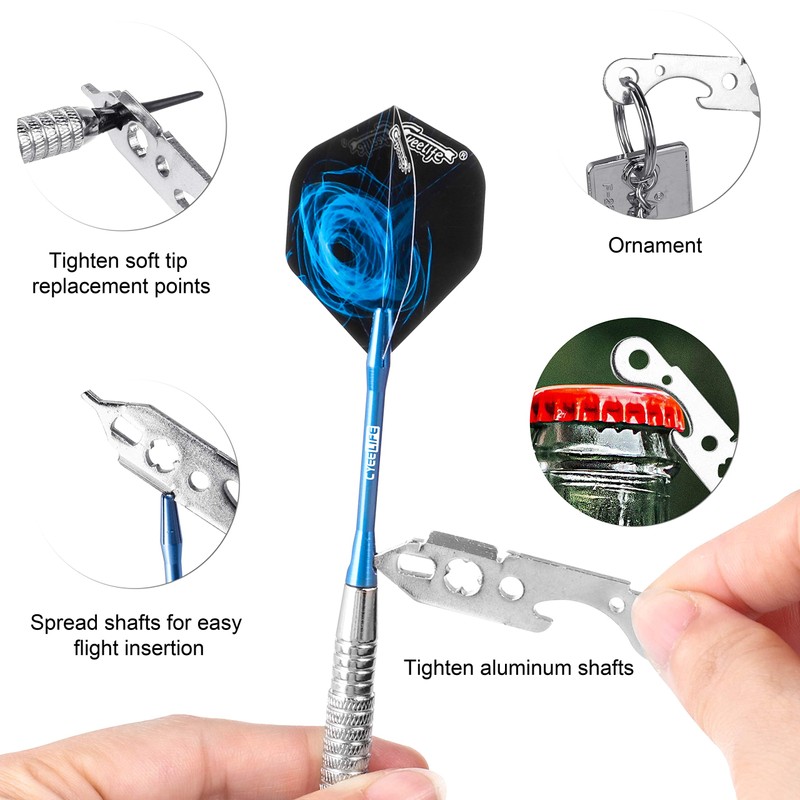 CyeeLife 12本入り 15g ソフトチップダーツセッ+アルミシャフト+100個ティップ+多機能ツール,入門級家庭用ダーツ