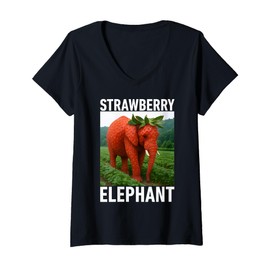 Womens Strawberry Elephant Italian Brainrot Meme Shirt for Kids V-Neck T-Shirt