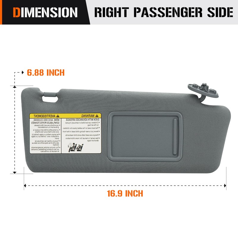 Sun Visor for 2005-2015 Toyota Tacoma Without Light, Right Passenger