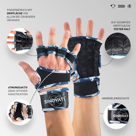 SINOVATI Fitness Gloves, Breathable, Non-Slip Training Gloves, Sports Gloves for Weightlifting with Wrist Wraps, Weight Training, Men and Women